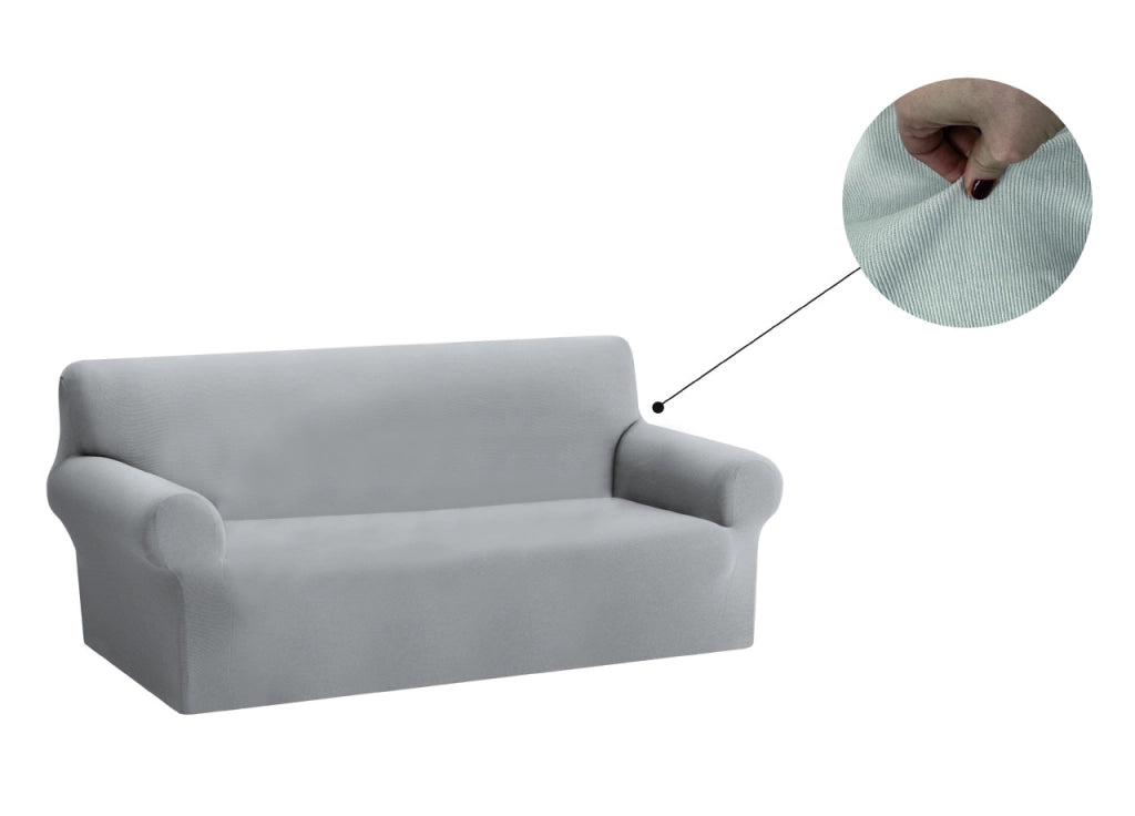 Copridivano Copriseduta Sofà Elasticizzato Tinta Unita Smile Tessuto Millerighe - 4 Posti - Grigio Sassi
