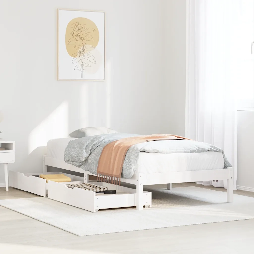 Letto senza Materasso-Struttura Letto Bianco 90x200 cm Legno Massello di Pino 479480