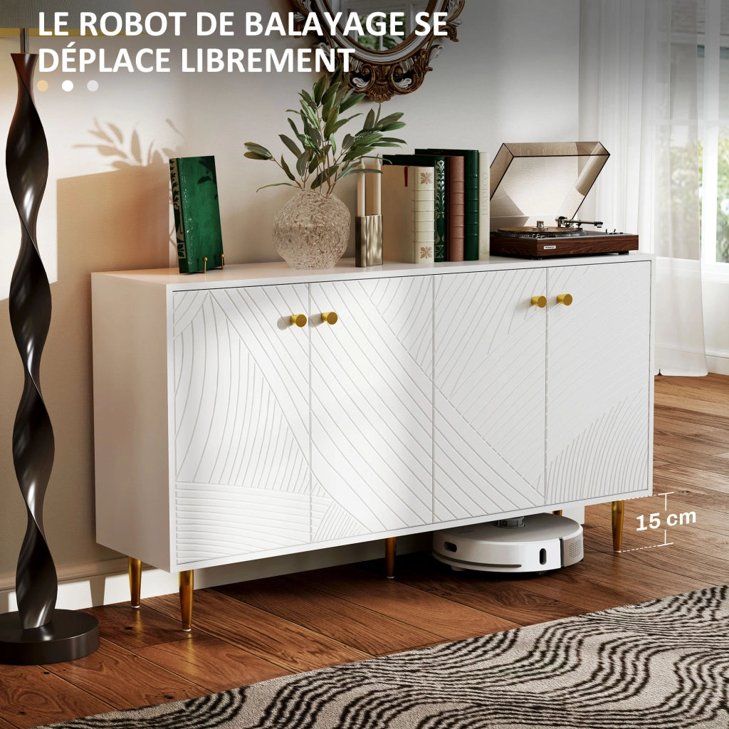 Armadio da soggiorno con ripiani regolabili e ante ¨C Zephmum ¨C Bianco 140x35x77.5 cm