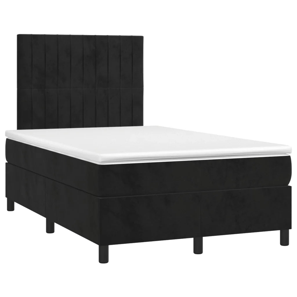 Letto a Molle con Materasso e LED Nero 120x200 cm in Velluto 3136235