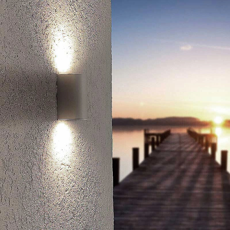 APPLIQUE LED 6W CON DOPPIA EMISSIONE LUMINOSA A LUCE NATURALE 4000K° - DESIGN CILINDRICO IN ALLUMINIO PER ESTERNI IP65