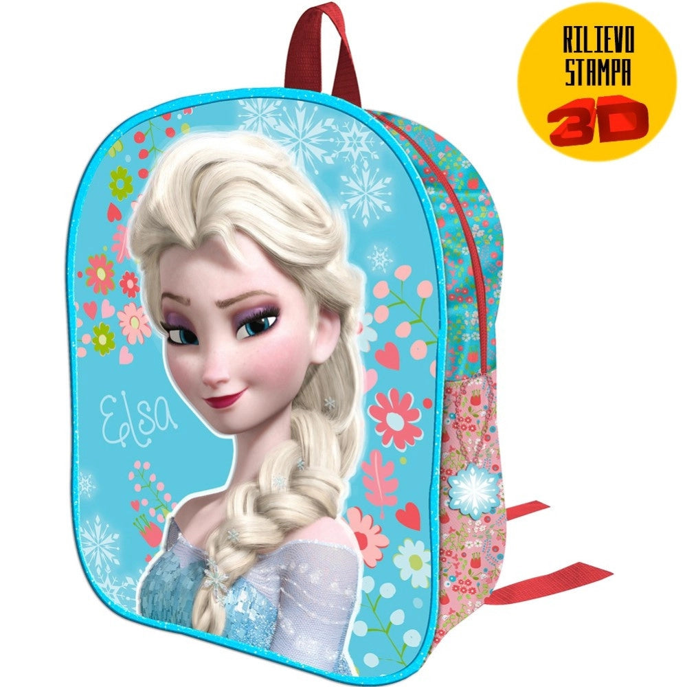 Trade Shop - Zaino Zainetto Frozen Elsa Con Rilievo 3d Disney Bambine Scuola Asilo Elementari -