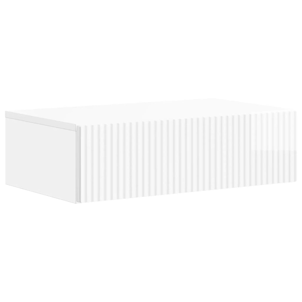 Tavolino da Parete Laterale Bianco Lucido 59 x 34,5 x 17 cm 898489
