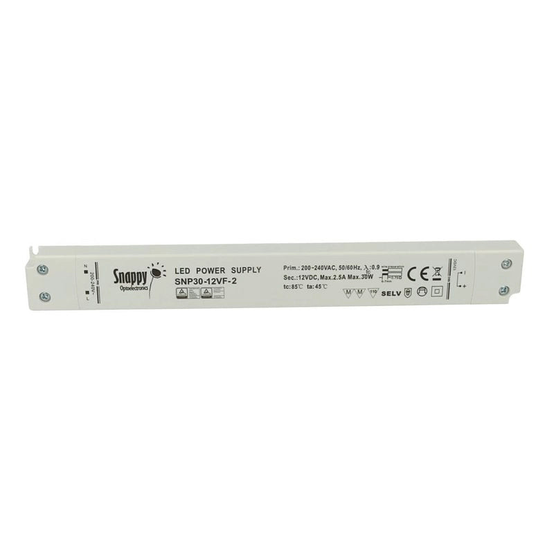 Alimentatore Ultra Slim Sottile 30W 12V Snappy SNP30-12VF-2 Trasformatore CV Per Striscia Led Profili Alluminio