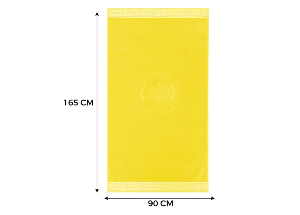 Telo Mare Jacquard Spugna Asciugamano Spiaggia Disegno Cameo Fluo - Telo Mare - Giallo
