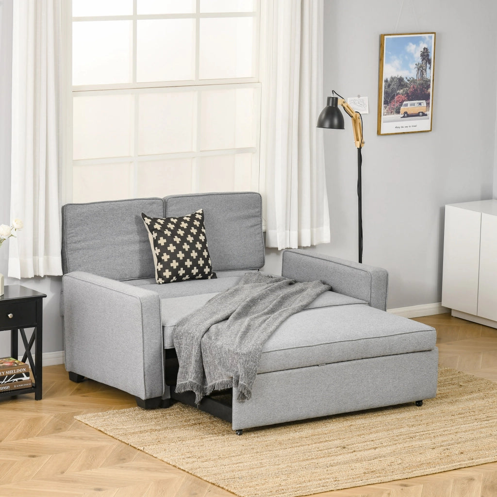 EasyComfort Divano Letto a 1 Piazza in Tessuto, Seduta 2 Posti e Schienale a 3 Reclinazioni, 154x87x89cm