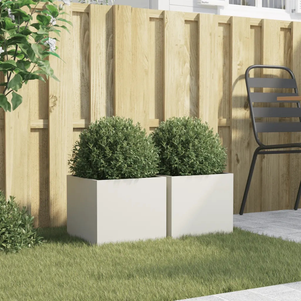 Fioriere 2 pz Bianche 32x30x29 cm in Acciaio Laminato a Freddocod mxl 88177