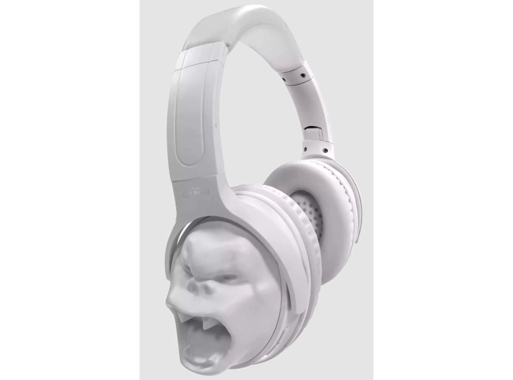 Cuffie Wireless KONG Richard Orlinski Casque Audio Bluetooth 5.1 Design a Facette con Microfono Integrato e Ingresso Aux Bianco Opaco
