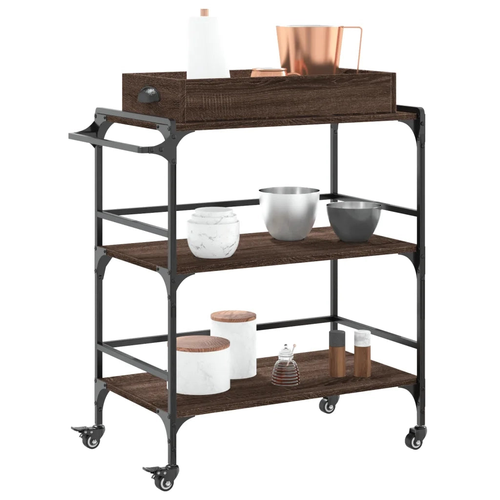 Carrello Cucina Rovere Marrone 81,5x41x92,5cm Legno Multistrato CFW2100089