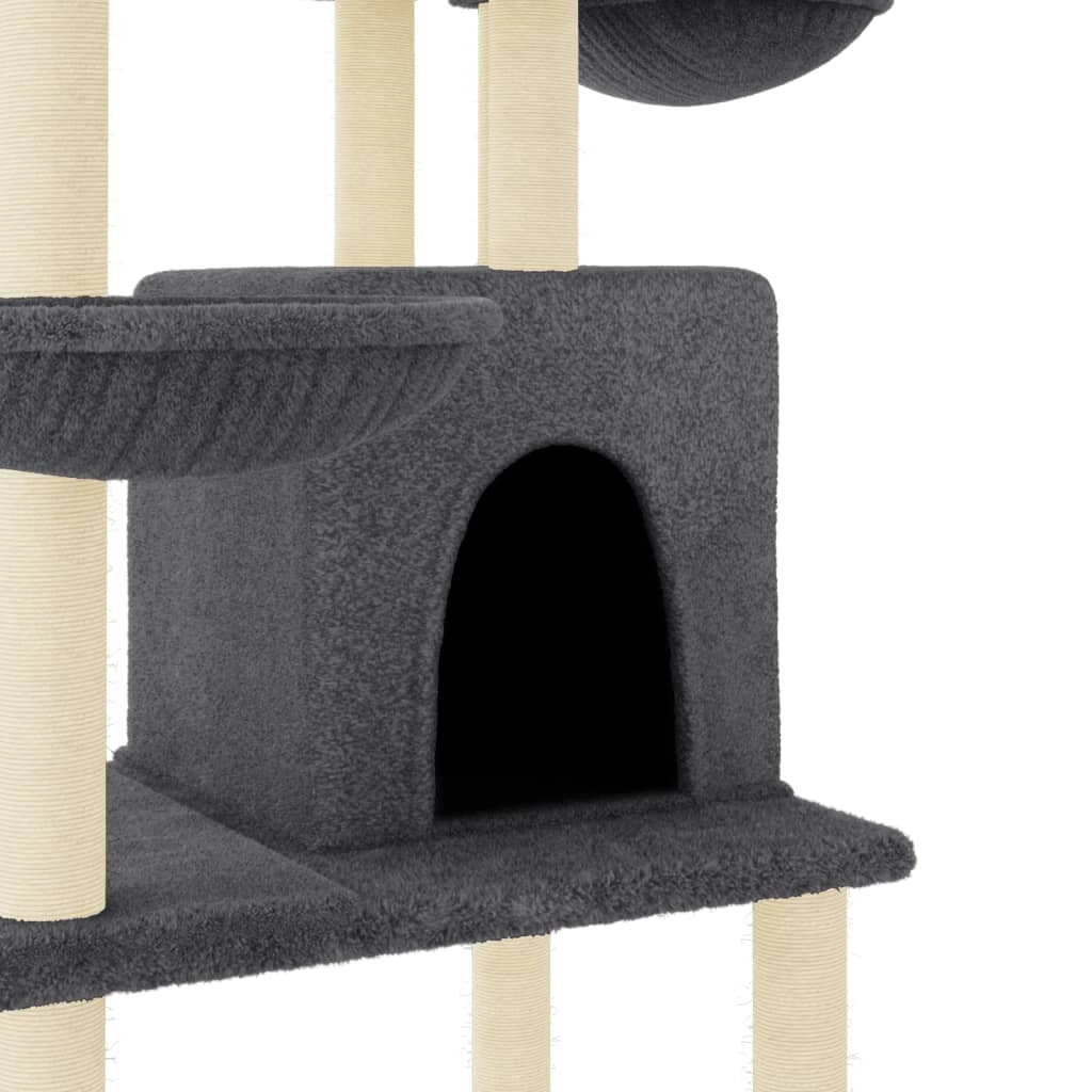Tiragraffi per gatti mobili Tower Climbing Toy tiragraffi piattaforma da arrampicata con tiragraffi in sisal scuro 180 cm grigio 02_0022688