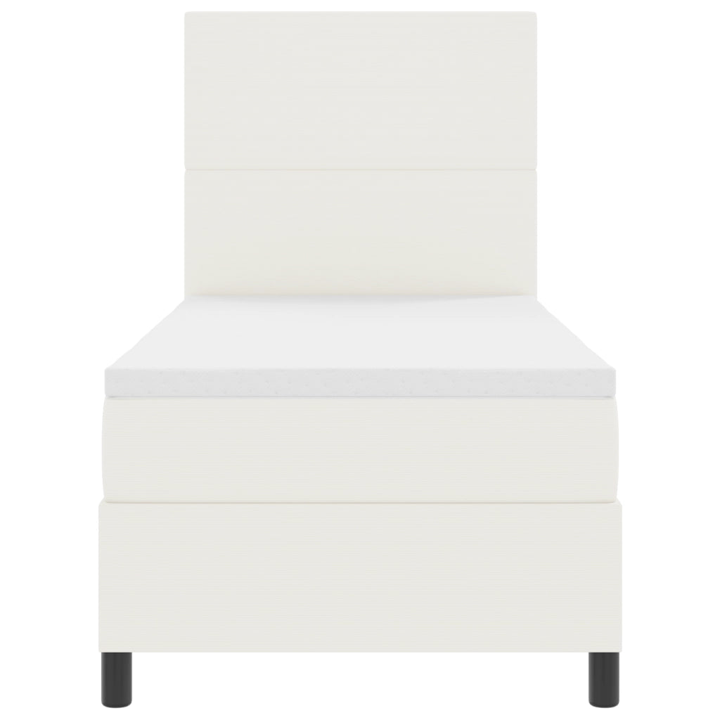 Letto con Box Spring e Materasso & LED Crema 100x200 cm Tessuto in Corduroy