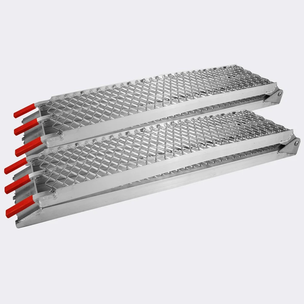 Set di 2 rampe di carico pieghevoli multiuso in alluminio con barra di sicurezza 226 cm fino a 680 kg 3416087