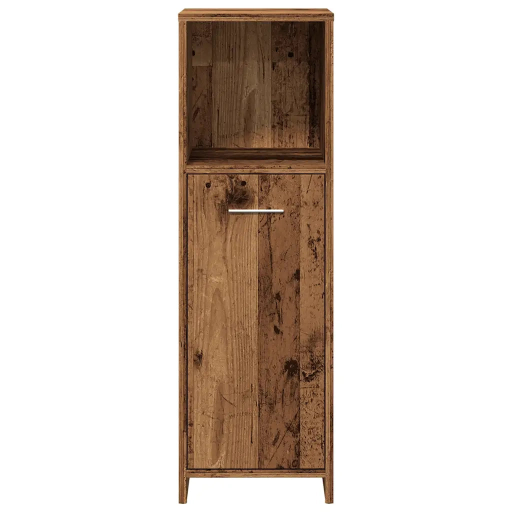 Pratico mobiletto da bagno rustico per riporre oggetti 30 x 30 x 95 cm realizzato in legno composito con finitura effetto legno anticato 02_0050717