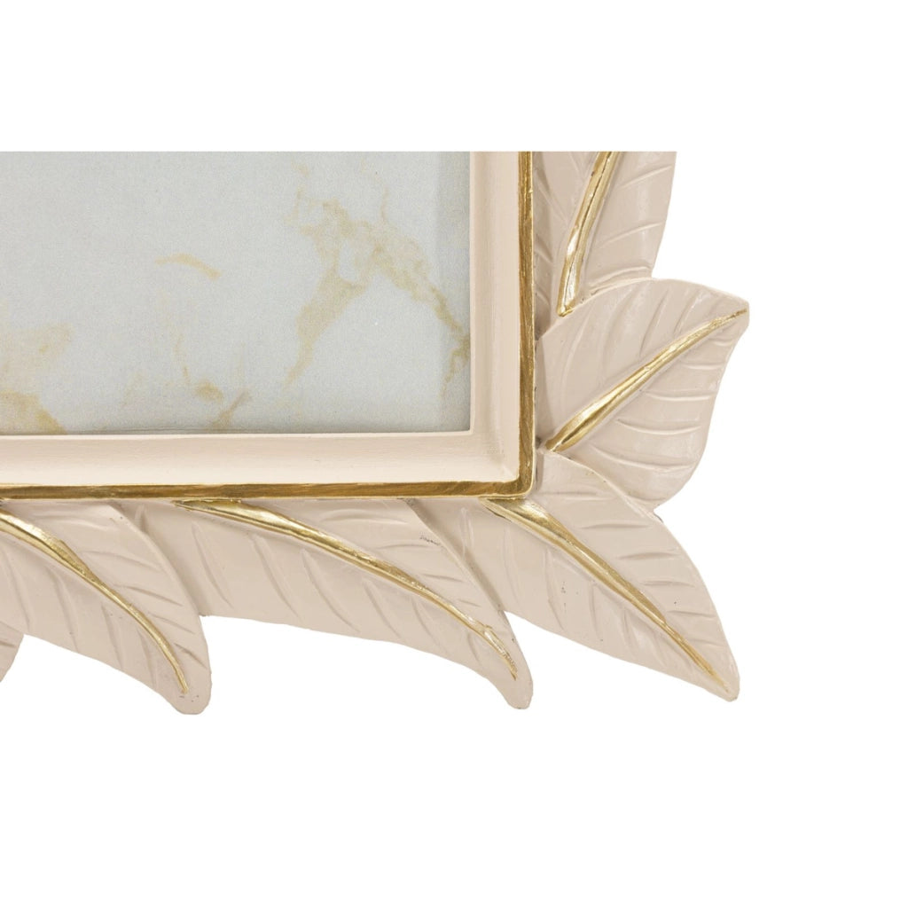 Cornice portafoto Leaffy in resina crema 15x20