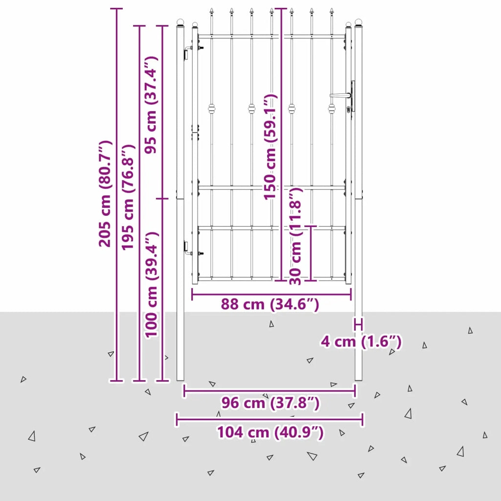Cancello per recinzione HORST 100 x 150 cm Metallo Nero