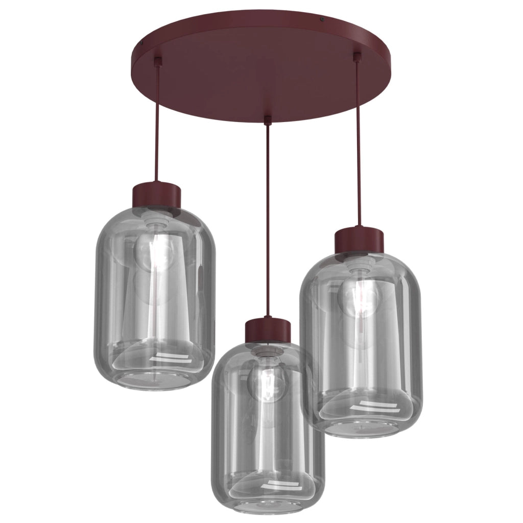 Lampadario moderno Galante 3 luci bordo vetro fumé E27