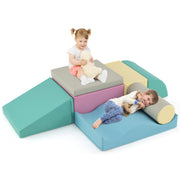 Set di giocattoli educativi per arrampicatori 7 pezzi-Attrezzatura leggera in schiuma per bambini più di 1,5anni Blu