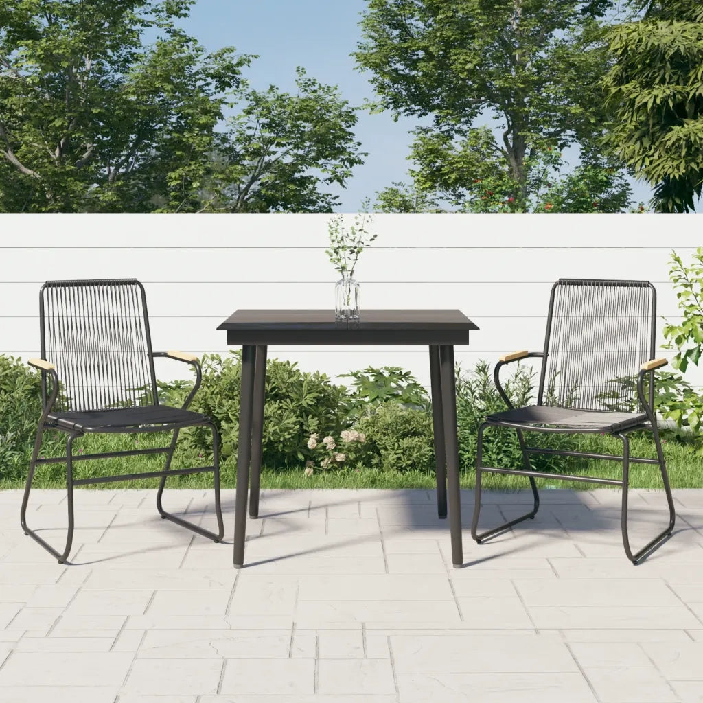 Set da Pranzo da Giardino 3 pz | Set Salotto da Giardino Nero in Rattan PVC