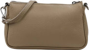 Borsa da spalla in pelle reale Crossbody tasca a mano Clutch Borsa piccola Borsa per la sera 23x13cm Jennie G323 (Licht Taupe)