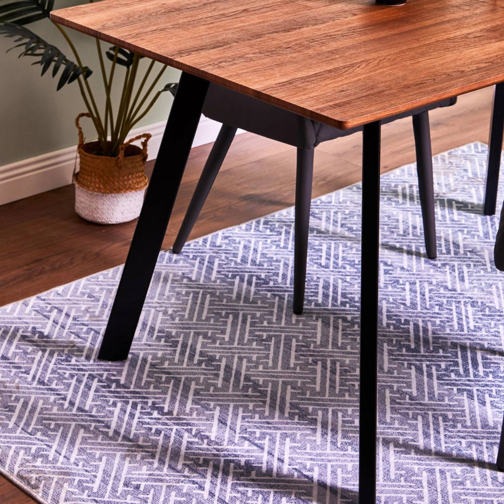 Tappeto Pelo Corto Salotto Moderno Randall per Soggiorno Camera da Letto Divano Salone Antisc Grigio / Azzurro/100X150cm