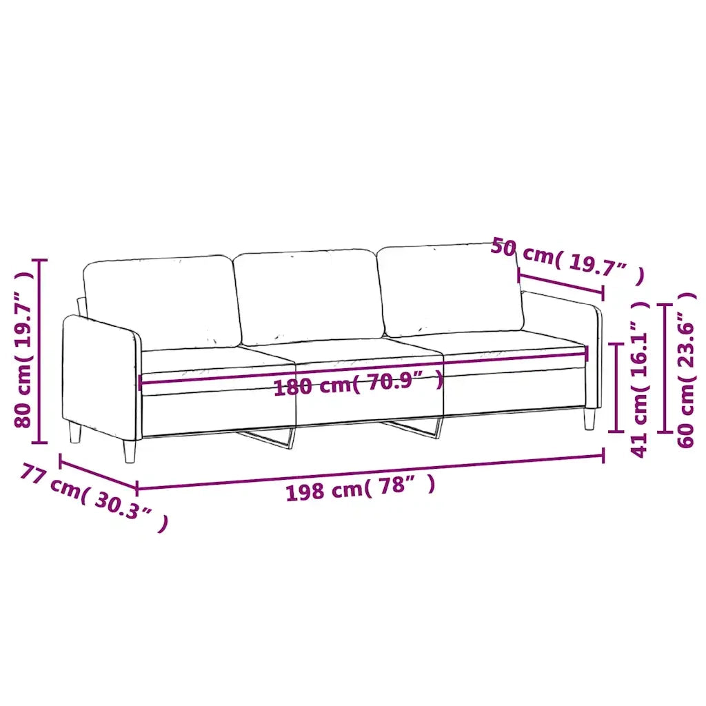 Divano a 3 Posti Marrone 180 cm in Velluto 359459