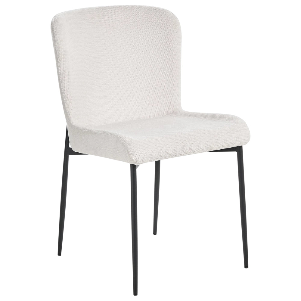 Set di 2 sedie da pranzo in tessuto poliestere con texture a maglia bianco soggiorno e camera da letto