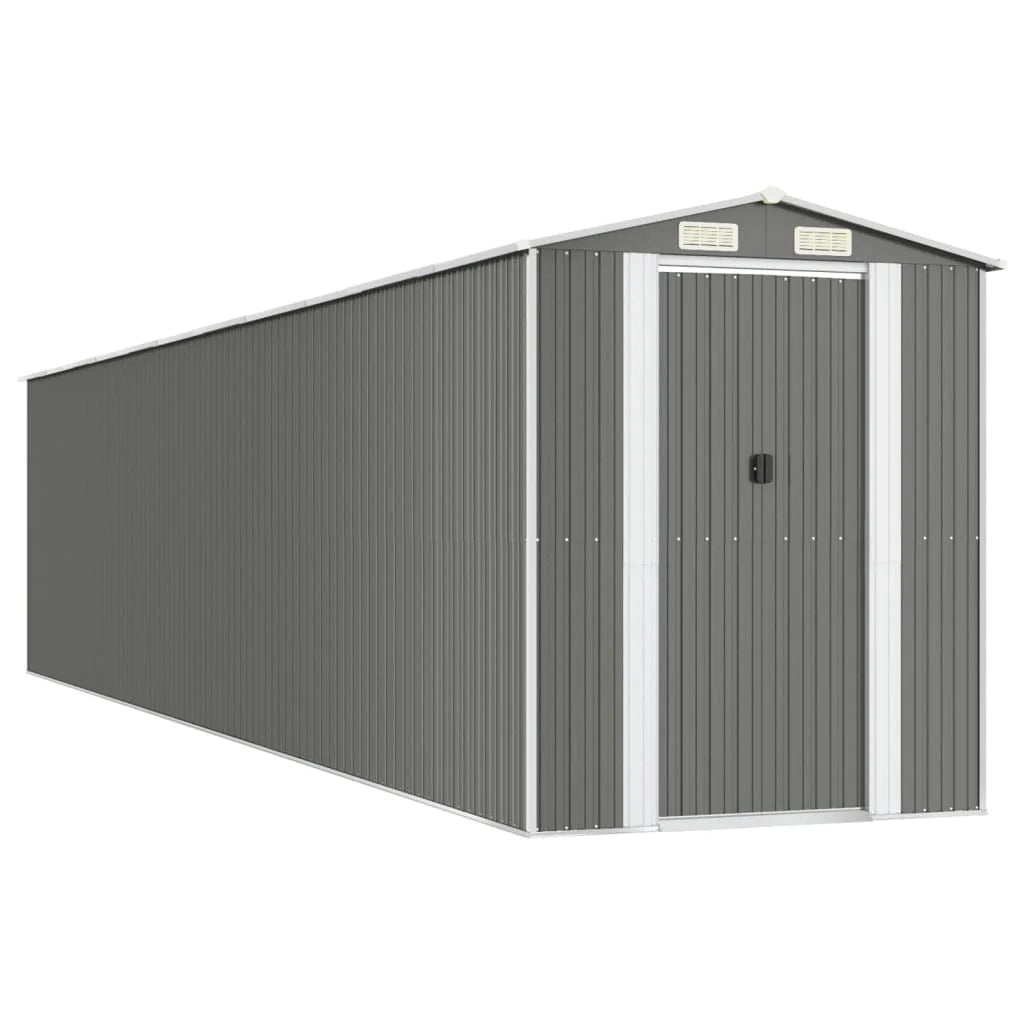 Casetta da giardino cabina ripostiglio casetta da esterno robusta casetta per attrezzi colore chiaro 192 x 938 x 223 cm acciaio zincato grigio 02_0022264