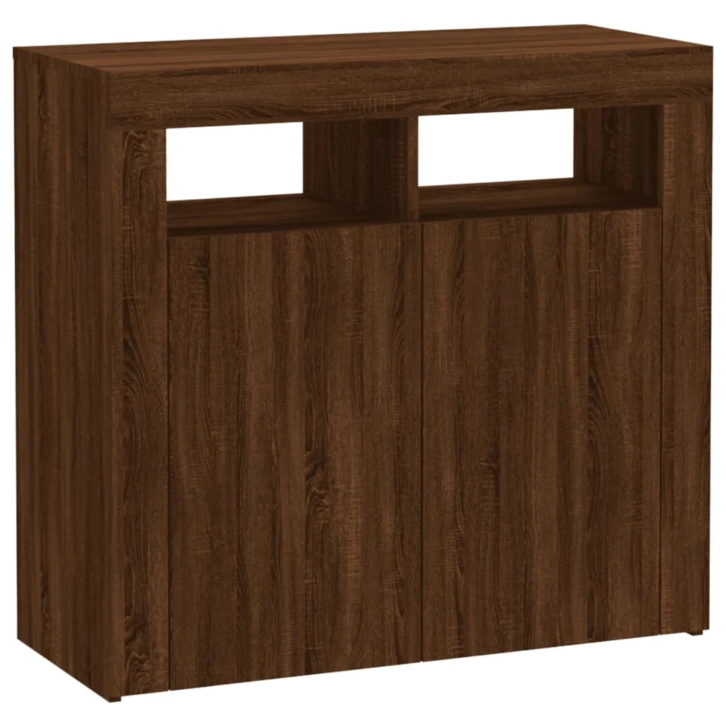 Credenza cassettiera armadio mobile contenitore organizer per cucina soggiorno salotto con luci LED 80 x 35 x 75 cm marrone 02_0029930