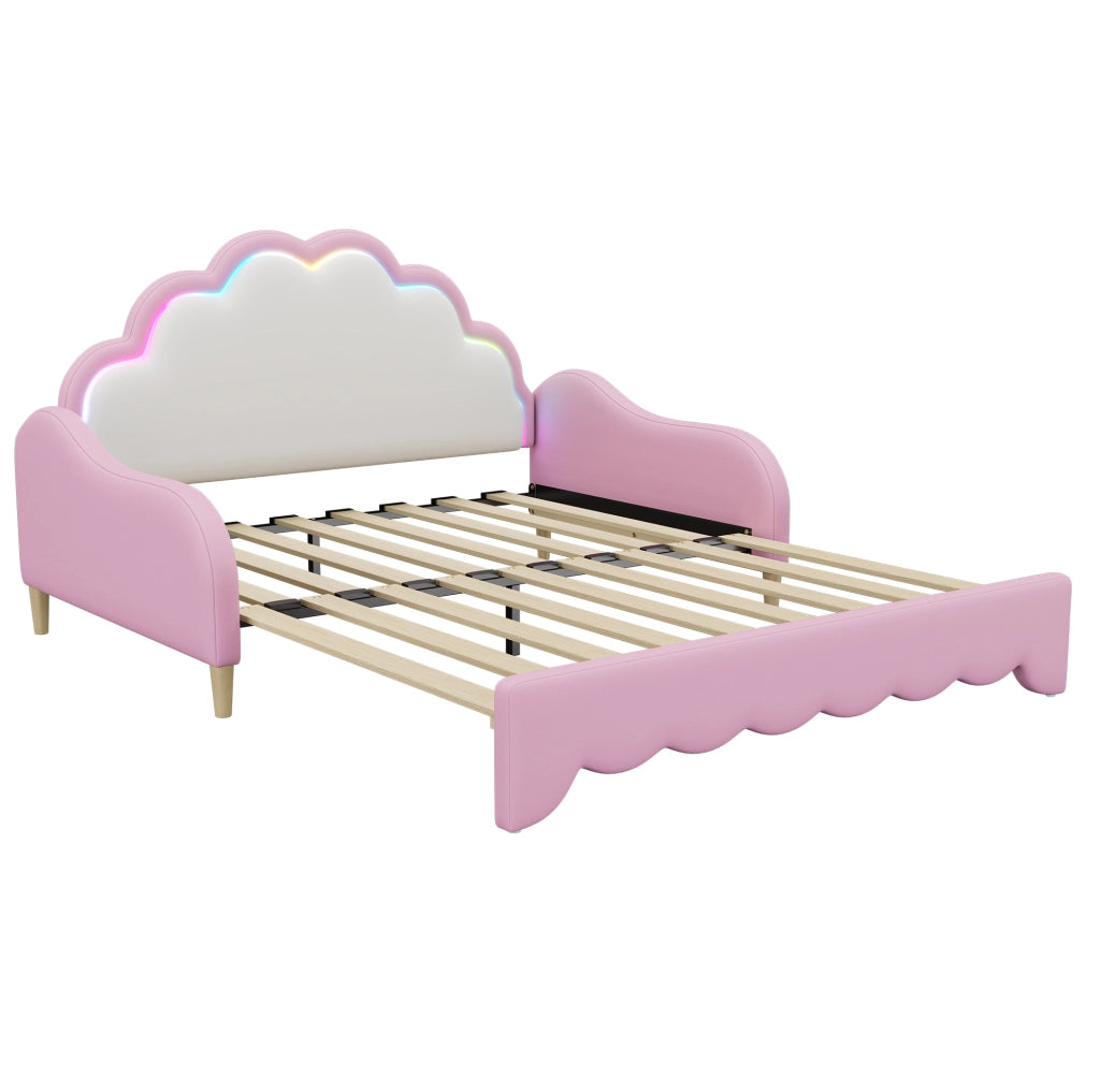 Divano letto 140x200 cm con LED; PU rosa