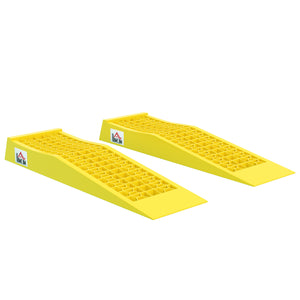Set 2 Rampe di Carico Auto in Plastica 3 Tonnellate Antiscivolo Giallo