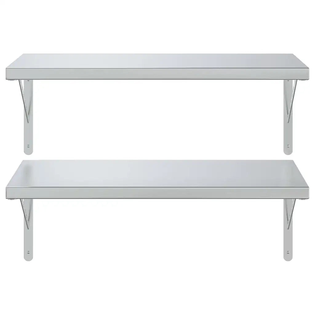 Mensole a Muro 2 pz 75x40 cm Argento in Acciaio Inossidabile 3214505