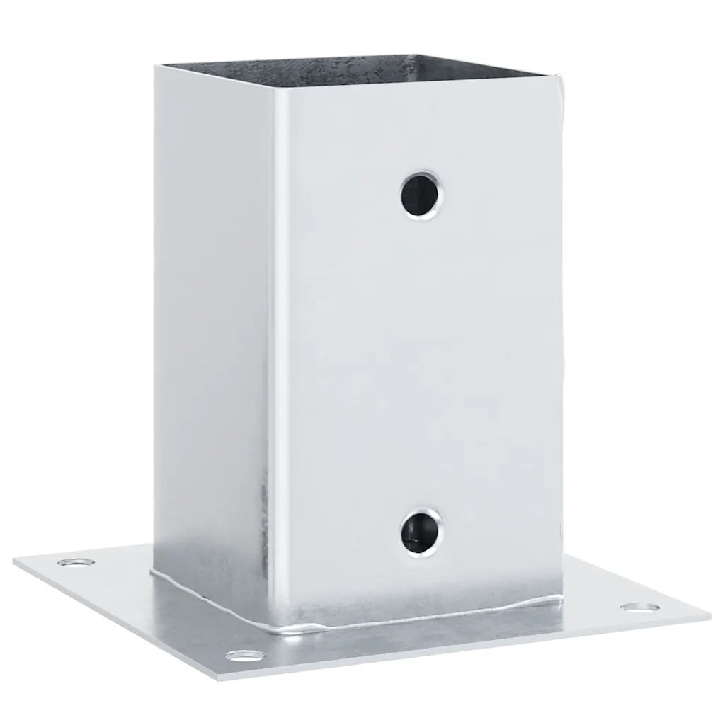 Basi per Pali Quadrate 12 pz Argento 81x81 mm Acciaio Zincato