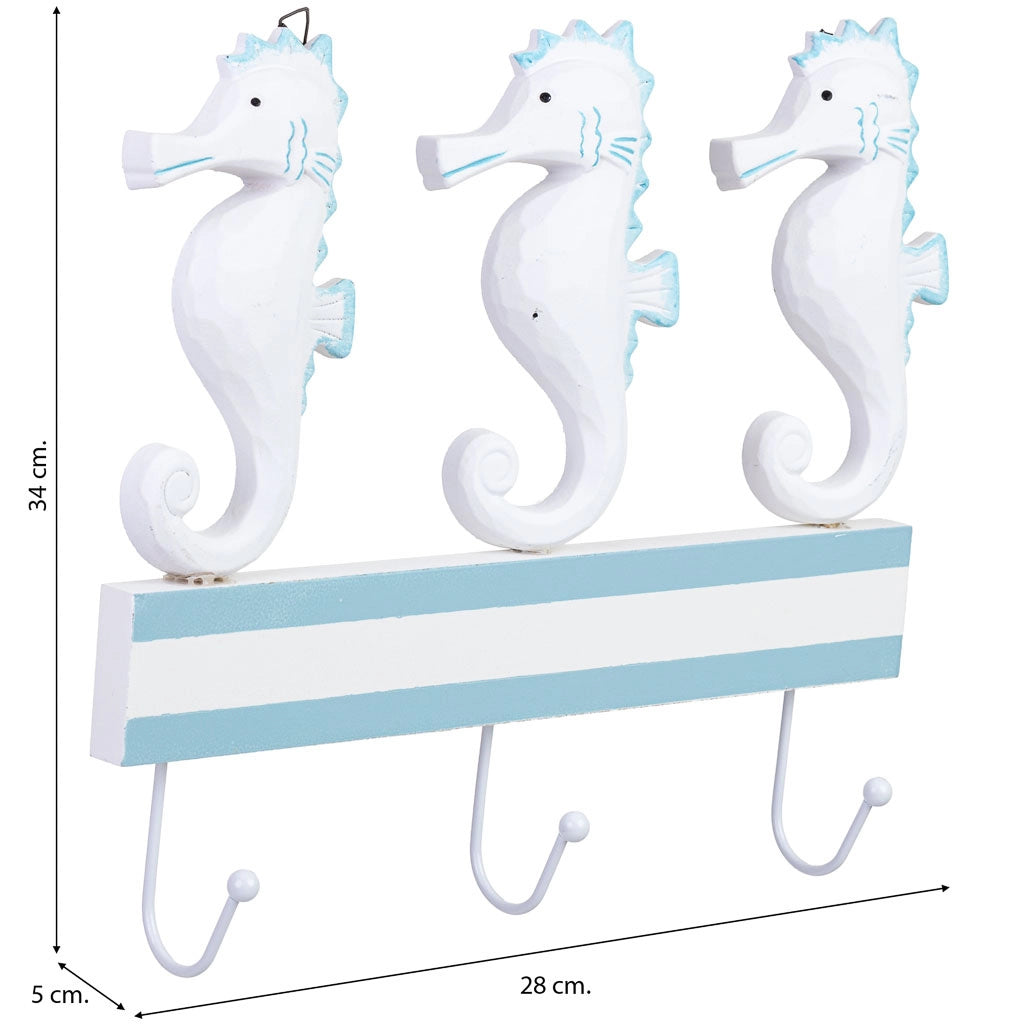Appendiabiti parete legno 3 ganci bianco 34x5x28h cm
