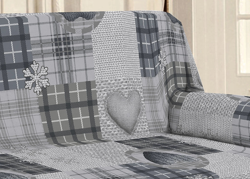 Telo Arredo Linea Pensieri Delicati In 100% Cotone Disegno Love Mountain - Singolo - Grigio