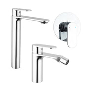 Set miscelatori: lavabo alto bidet senza scarico e incasso doccia monocomando cromato | Kerry