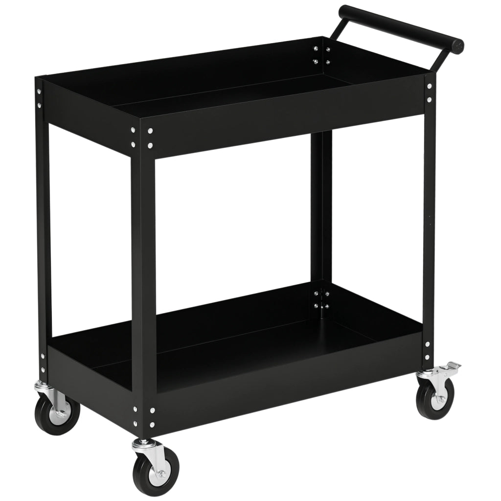 Carrello per attrezzi 2 piani con ruote ¨C zephmum ¨C 84,5x38x84 cm nero