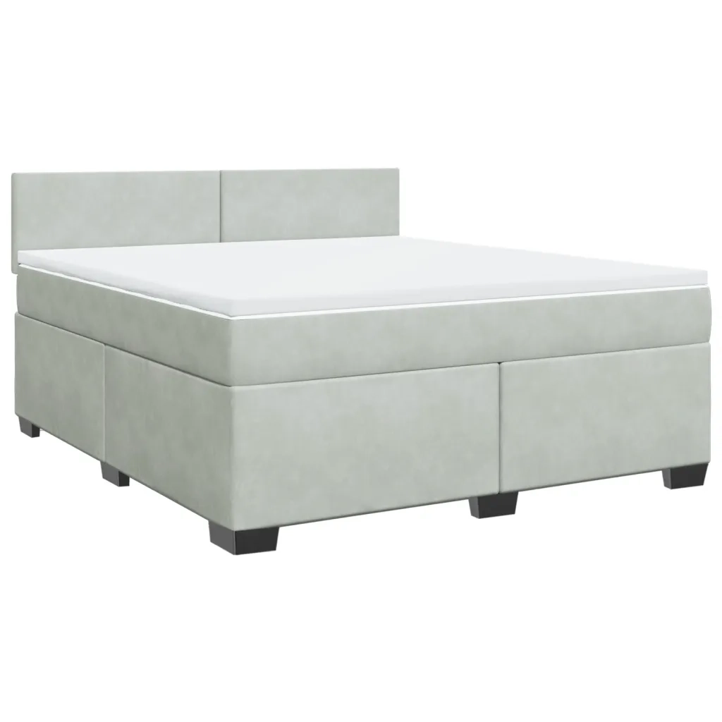 Giroletto a Molle con Materasso Grigio Chiaro 180x200cm Velluto