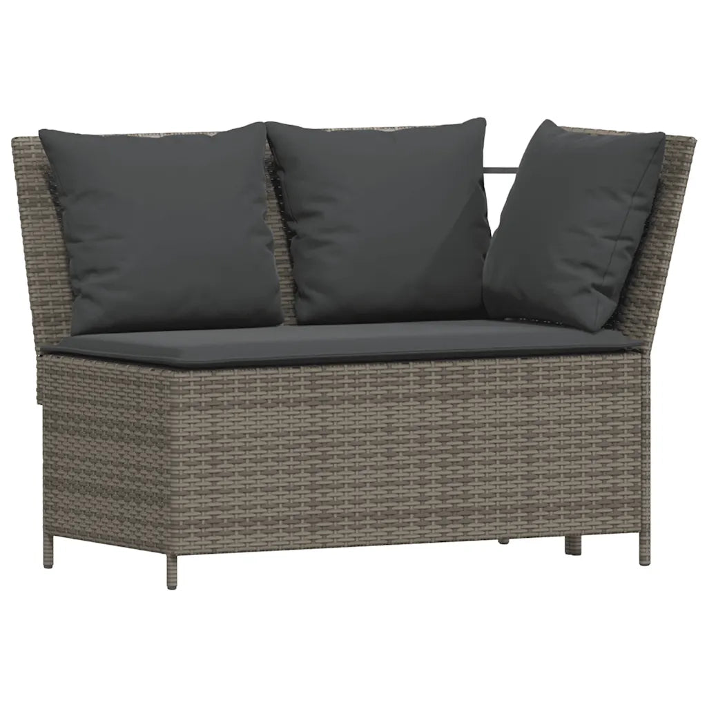 Set Divani da Giardino 3 pz | Set Salotto da Giardino con Cuscini Grigio in Polyrattan