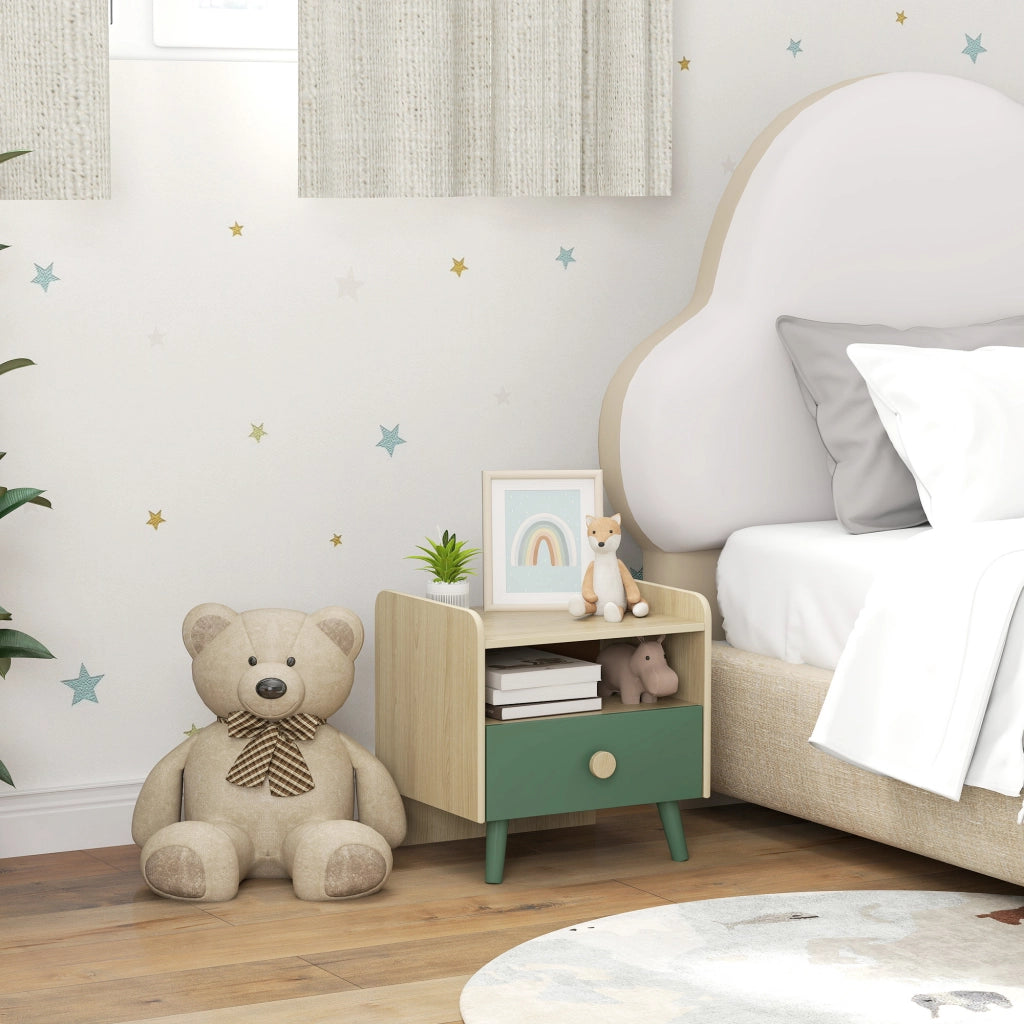Tavolino da notte per bambini ¨C zephmum ¨C con cassetto e nicchia, legno