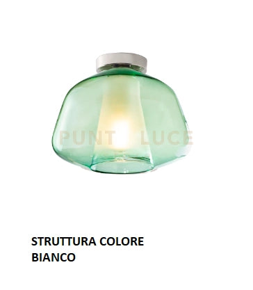 PLAFONIERA BIANCO VETRO ALPHA VERDE 1176BI-PL1 ALPHA-VE