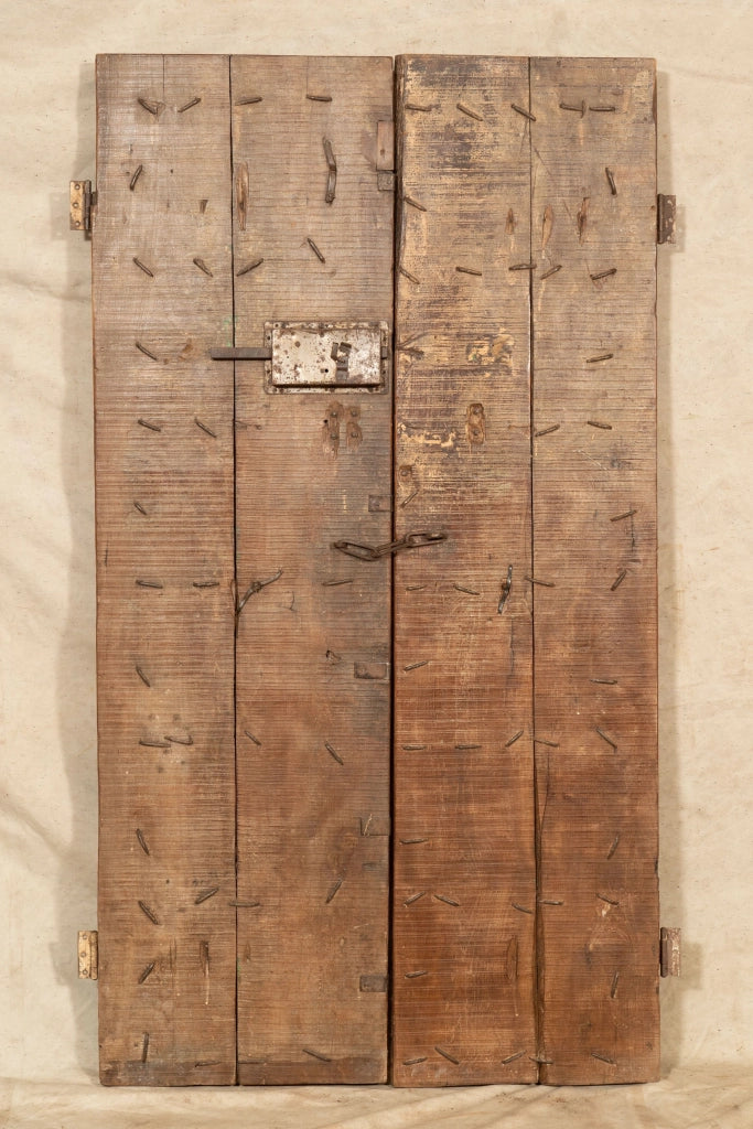 Biscottini Porta portone in legno massello e ferro da interno o da esterno vecchia e antica medievale scorrevole