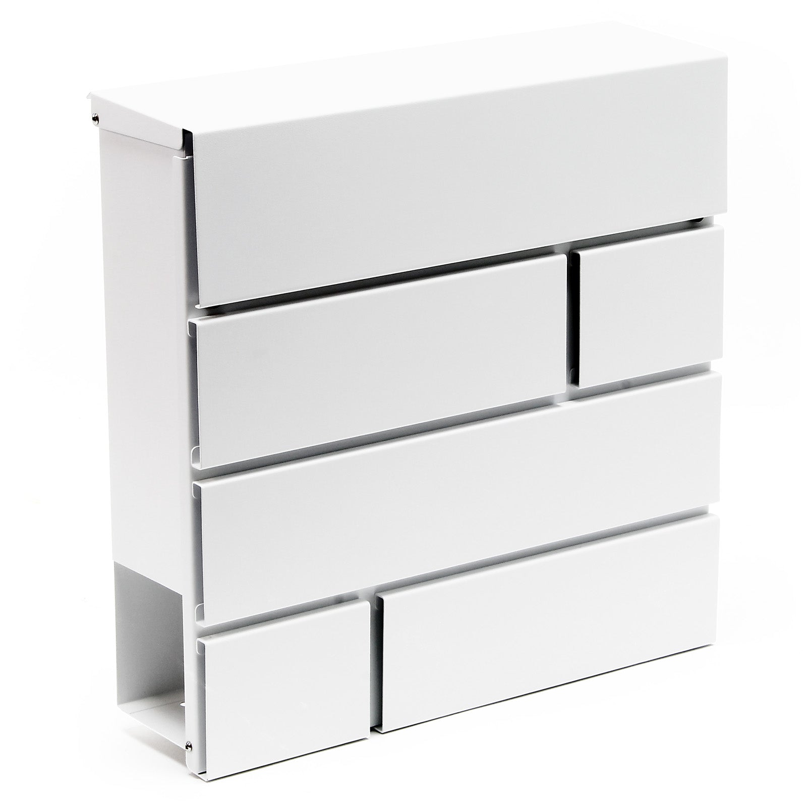 Cassetta postale V14 con vano portagiornale, verniciata a polvere, bianca