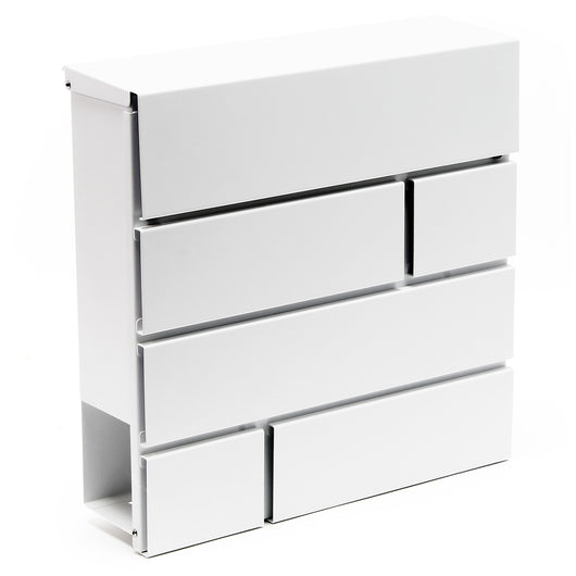 Cassetta postale V14 con vano portagiornale, verniciata a polvere, bianca