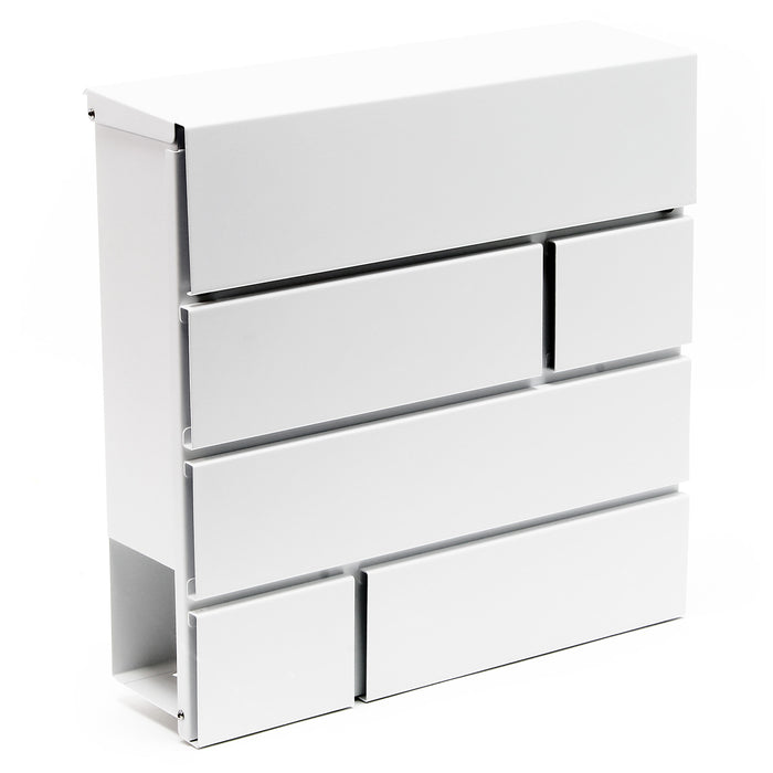 Cassetta postale V14 con vano portagiornale, verniciata a polvere, bianca