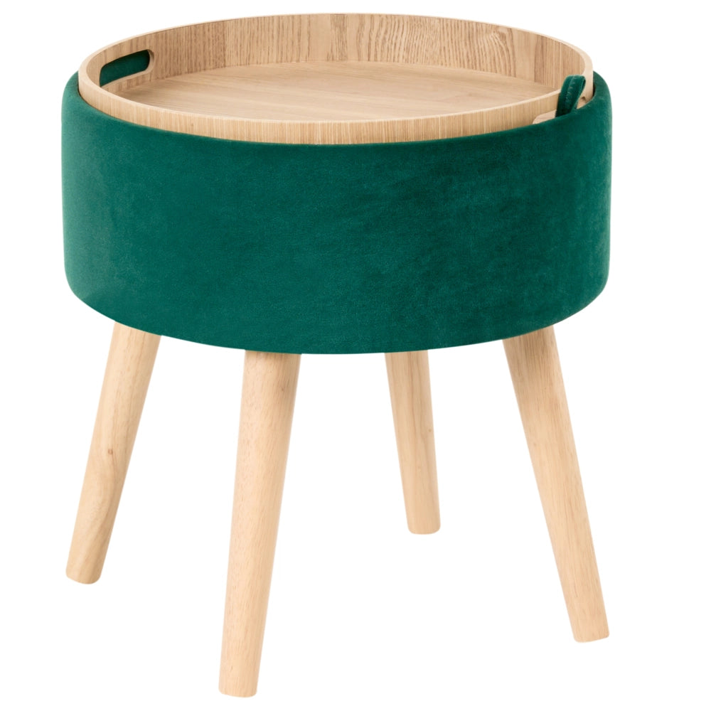 Pouf in velluto imbottito verde smeraldo con contenitore stile glamour elegante soggiorno camera da letto