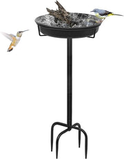Vogelbad esterno da terra, 35,5 pollici, fontana per uccelli, beccuccia, punto d'acqua, per uccelli selvatici, fontana per uccelli, grande, resistente al freddo, invernale, in nero