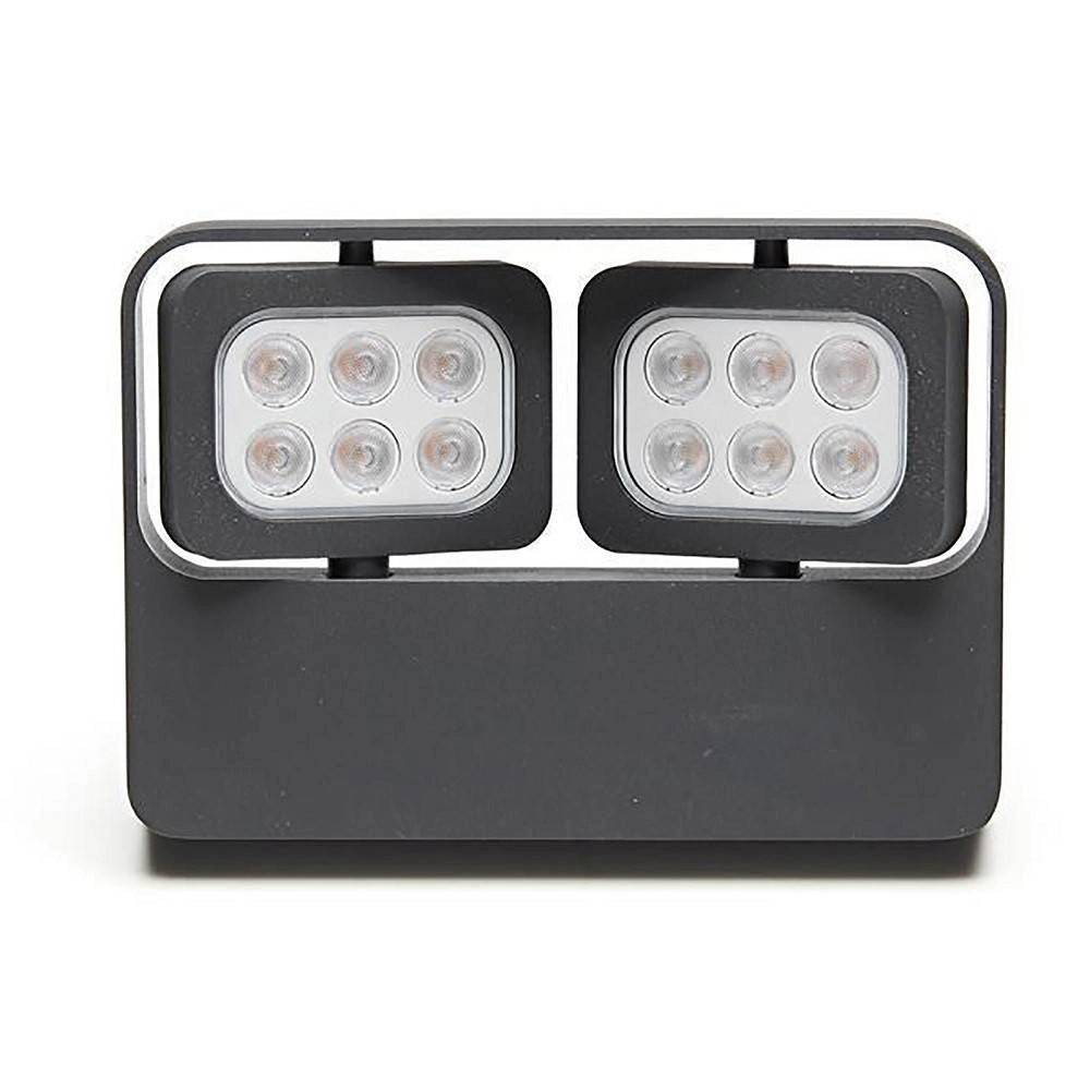 Trade Shop - Faretto Led 12w Doppio Diffusore Orientabile Faro Staffa Ip65 Luce Esterni Giardino -