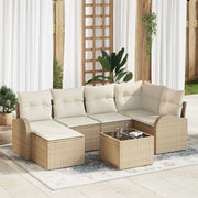 Set Divano da Giardino 7 pcs Beige polyrattan
