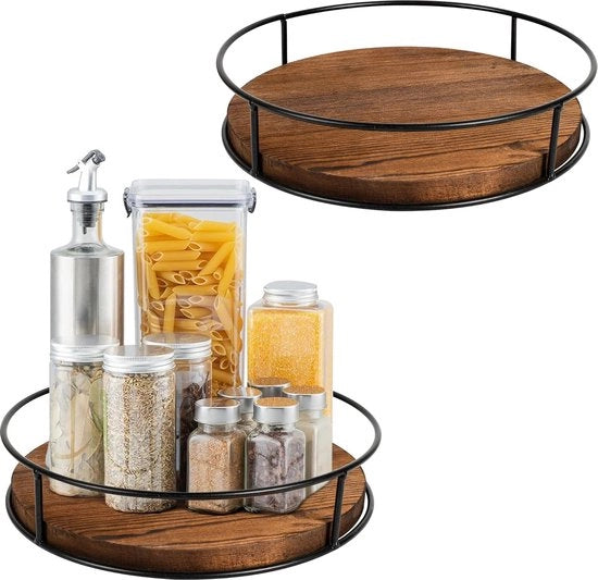 Piatto di rotazione, organizzatore per cucina, 2 pezzi, per frigorifero, cucina, tavolo di lavoro antiscivolo, organizzatore per cucina