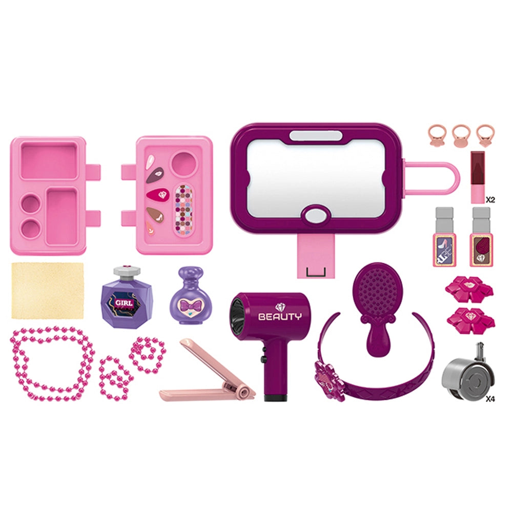 Carrello Trucco per Bambine con Accessori Postazione Make up Gioco Idea Regalo